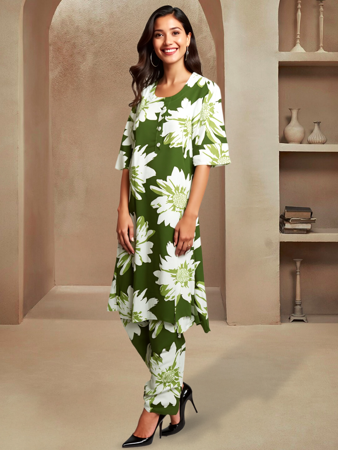 Picture of Floral Printed Kurta with Palazzo Set 